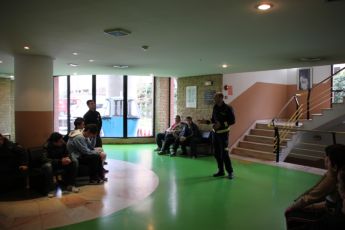 recibimiento en el parque de bomberos